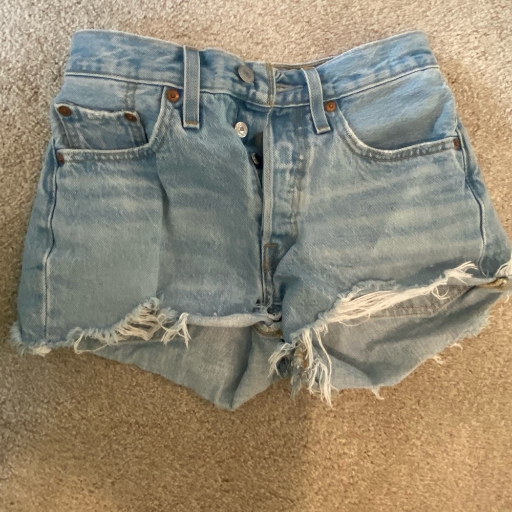 Levi's Light Blue Distressed Jean Shorts